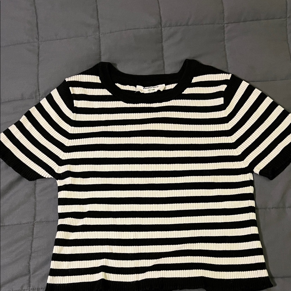 Black and White Striped Form Fitting Women’s Shirt